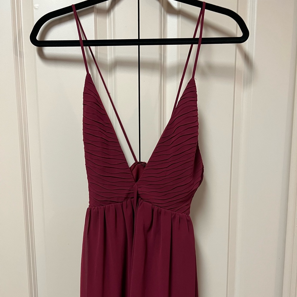 Maroon Low Cut Mini Dress